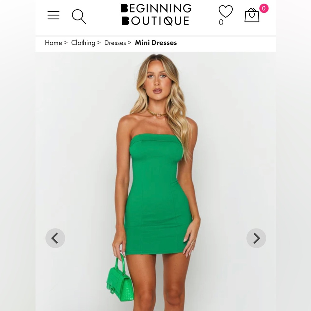 Beginning Boutique Carminia green mini dress New with Tags